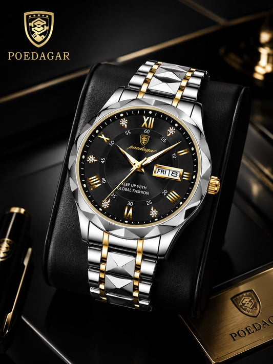 Montre luxe Noir Or-POEDAGAR